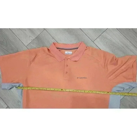 Columbia Omnishade Mens PolonShort Sleeve Shirt XXL Orange Sherbet & Grey‎ - Picture 6 of 8
